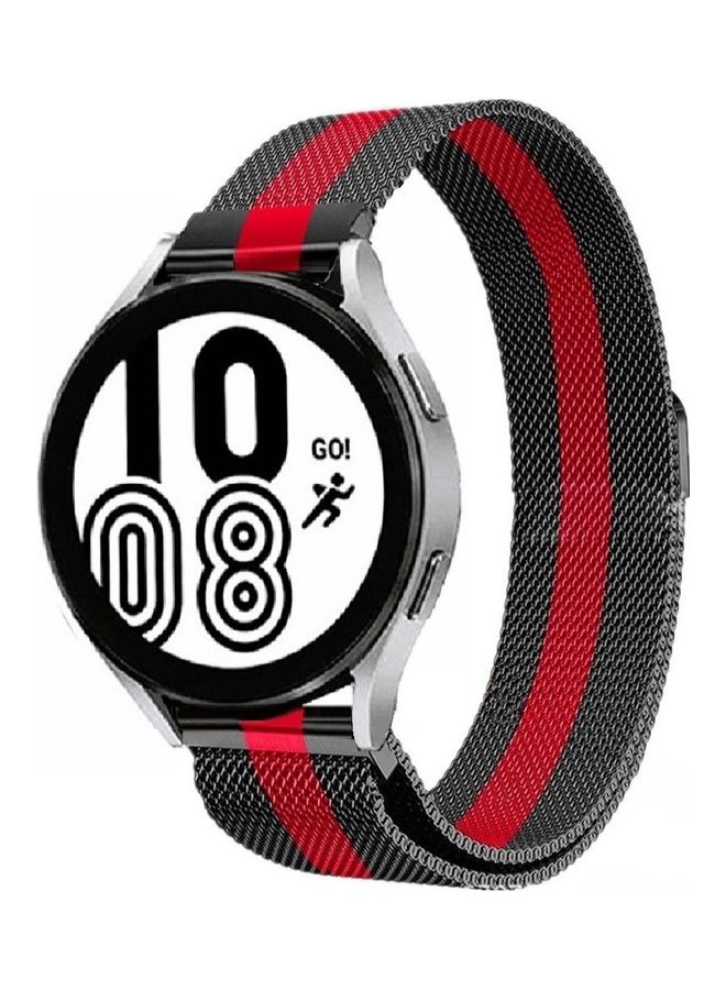 مارجون سوار بديل من الاستانلس ستيل بتصميم حلقة ميلاني شبكي لساعة سامسونج جالاكسي 4/جالاكسي 4 كلاسيك/جالاكسي 3/أكتيف/أكتيف 2 مقاس 20 مم أحمر/أسود - Image 1