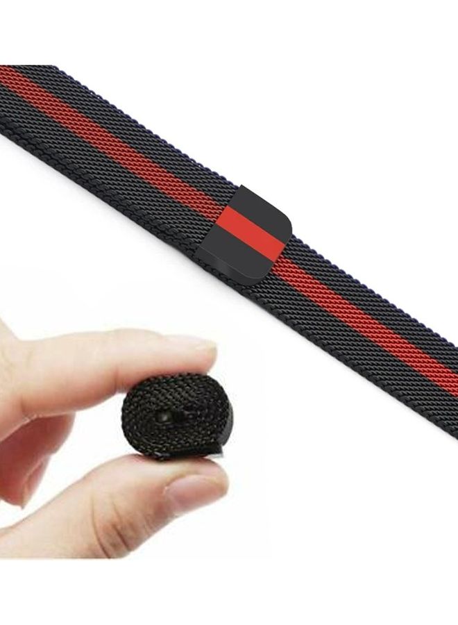 مارجون سوار بديل من الاستانلس ستيل بتصميم حلقة ميلاني شبكي لساعة سامسونج جالاكسي 4/جالاكسي 4 كلاسيك/جالاكسي 3/أكتيف/أكتيف 2 مقاس 20 مم أحمر/أسود - Image 4