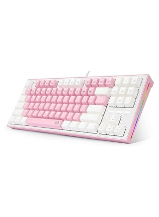 Redragon K611 Dual Color Keys Mechanical Gaming Keyboard Single White LED + RGB Side Edge Backlit 87 Key Tenkeyless Wired Computer Keyboard with Blue Switches for Windows PC (Pink + White) - v1656241207/N53331458A_1