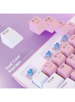 REDRAGON Redragon K611 Dual Color Keys Mechanical Gaming Keyboard Single White LED + RGB Side Edge Backlit 87 Key Tenkeyless Wired Computer Keyboard with Blue Switches for Windows PC (Pink + White)  - Image 3