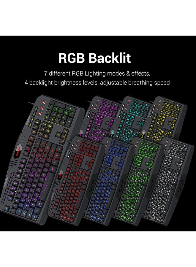 REDRAGON - K503 Harpe RGB  7-Color LED Backlit, Full sized 104 with numeric pad keyboard - Image 1