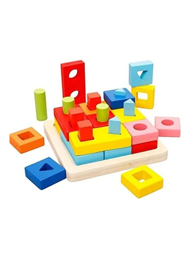 Baby love Wooden Shape Blocks Matching Set 19x15x6.5cm  - Image 1