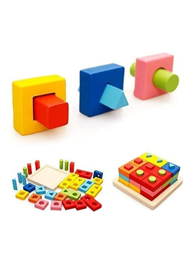 Baby love Wooden Shape Blocks Matching Set 19x15x6.5cm  - Image 5