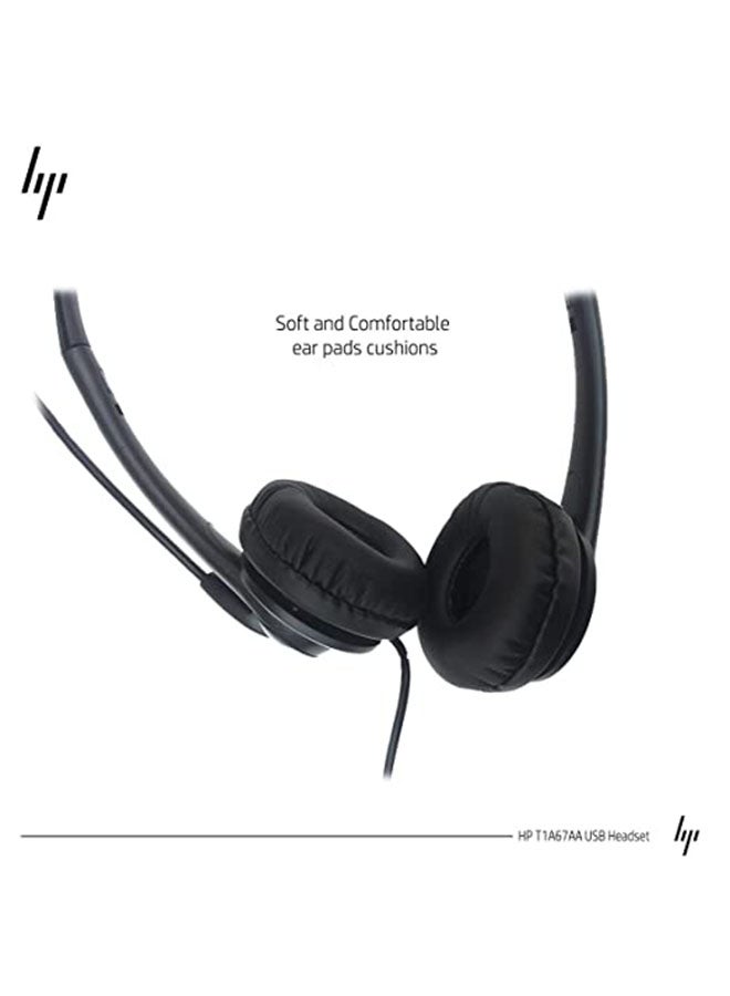 HP - On-Ear USB Wired Headset Black - Image 1