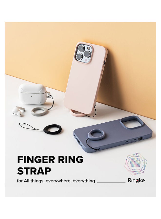 Ringke Finger Ring Strap Silicone Smartphone Grip Lanyard Holder with Anti-Slip Mount Function Compatible with Phone Cases, Keys, Cameras, and More (Pack of 2) - Black & Light Gray - Image 2