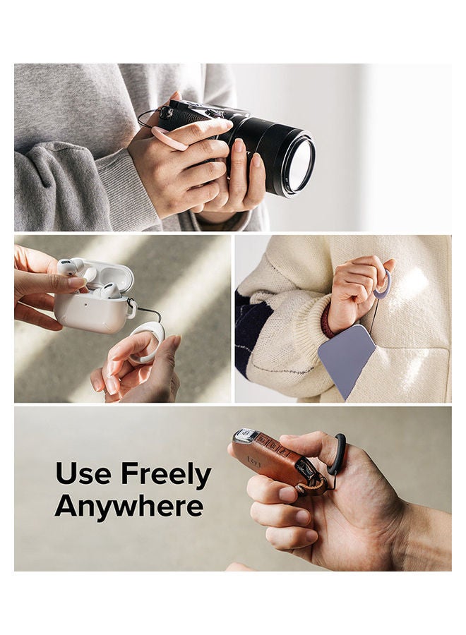 Ringke Finger Ring Strap Silicone Smartphone Grip Lanyard Holder with Anti-Slip Mount Function Compatible with Phone Cases, Keys, Cameras, and More (Pack of 2) - Black & Light Gray - Image 3