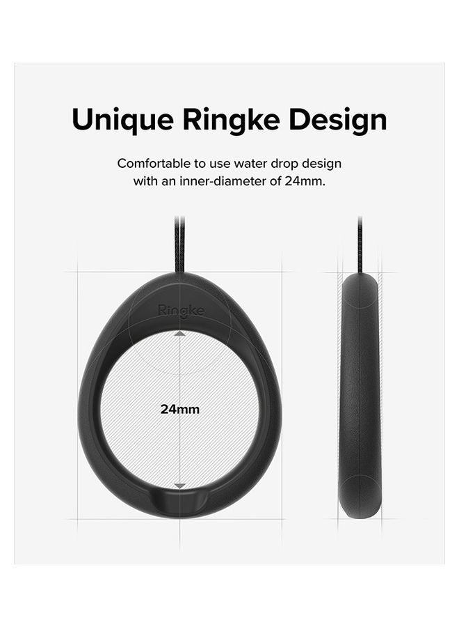 Ringke Finger Ring Strap Silicone Smartphone Grip Lanyard Holder with Anti-Slip Mount Function Compatible with Phone Cases, Keys, Cameras, and More (Pack of 2) - Black & Light Gray - Image 4