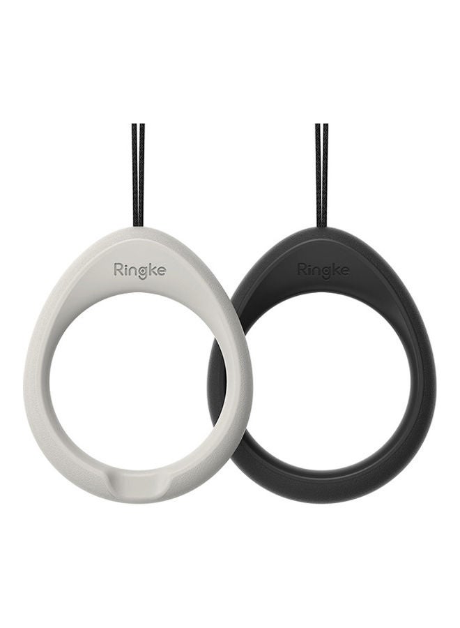 Ringke Finger Ring Strap Silicone Smartphone Grip Lanyard Holder with Anti-Slip Mount Function Compatible with Phone Cases, Keys, Cameras, and More (Pack of 2) - Black & Light Gray - Image 1