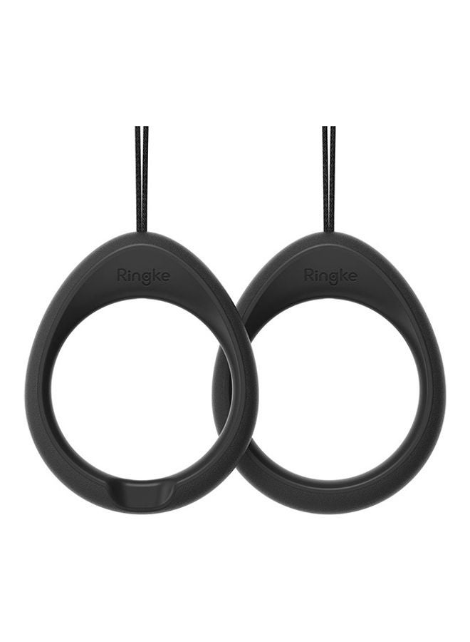 Ringke Finger Ring Strap Silicone Smartphone Grip Lanyard Holder With Anti-Slip Mount Function Compatible With Phone Cases, Keys, Cameras And More (Pack of 2) Black - Image 1