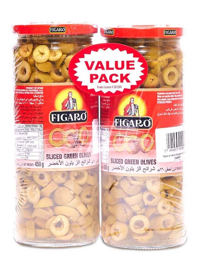Figaro Sliced Green  Olives 450grams Pack of 2