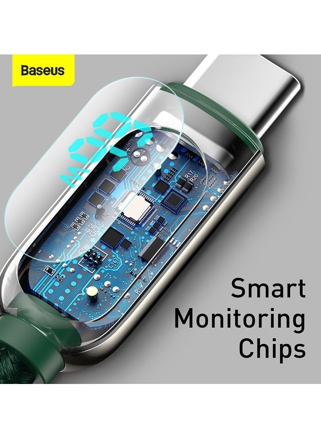 Baseus USB To Type-C 66W Digital Display Fast Charger Data Cable Support Huawei and Xiaomi 6A Fast Charging and other USB-C Devices (1m) - Green - Image 5