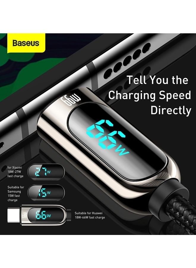 Baseus USB to Type C 66W Digital Display Fast Charging Data Cable 6A 1m Black - Image 3