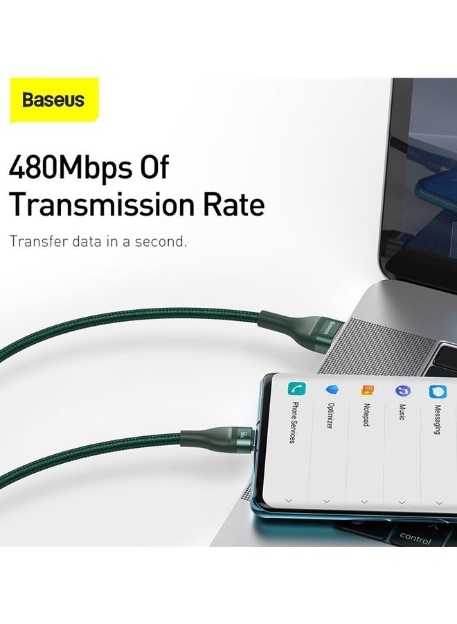 بيسوس كابل USB للشحن السريع 3 في 1 Type C وبقدرة 66 وات، كابل لايتننج بشدة تيار 2.4 أمبير ومايكرو بشدة تيار 2 أمبير، نقل البيانات من سلسلة فلاش،  بطول 1.2 متر لسلسلة أبل 14/13/12/11 وماك بوك وآي باد وشاومي وسامسونج وهواوي والمزيد أخضر - Image 3