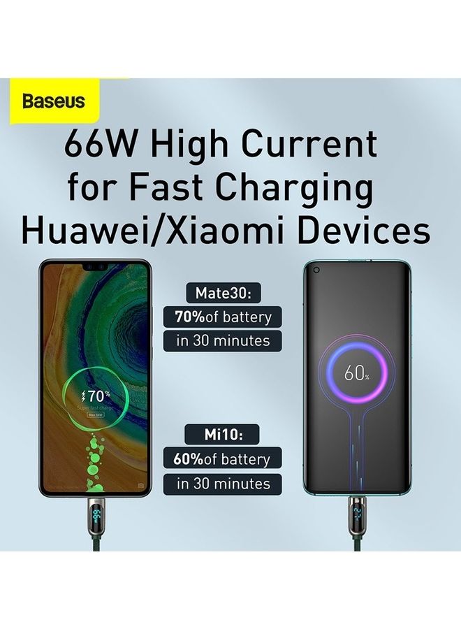 Baseus USB to Type C 66W Digital Display Fast Charging Data Cable 6A 2m Green - Image 4