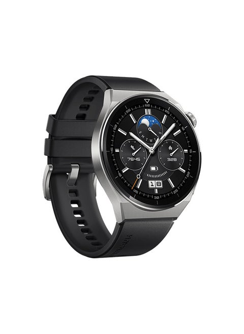 Watch GT 3 Pro SmartWatch Heart Rate & Blood Oxygen Monitoring Light Titanium Case With Fluoroelastomer StrapWatch Black