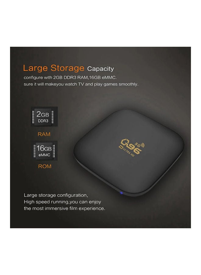 Wownect Q96 Mini Smart Android 10.0 TV Box 2GB/16GB Amlogic S905L Quad Core 2.4G 5G WIFI 4K H265 Media Player Quad Core With LAN HDMI AV Ports Black  - Image 3
