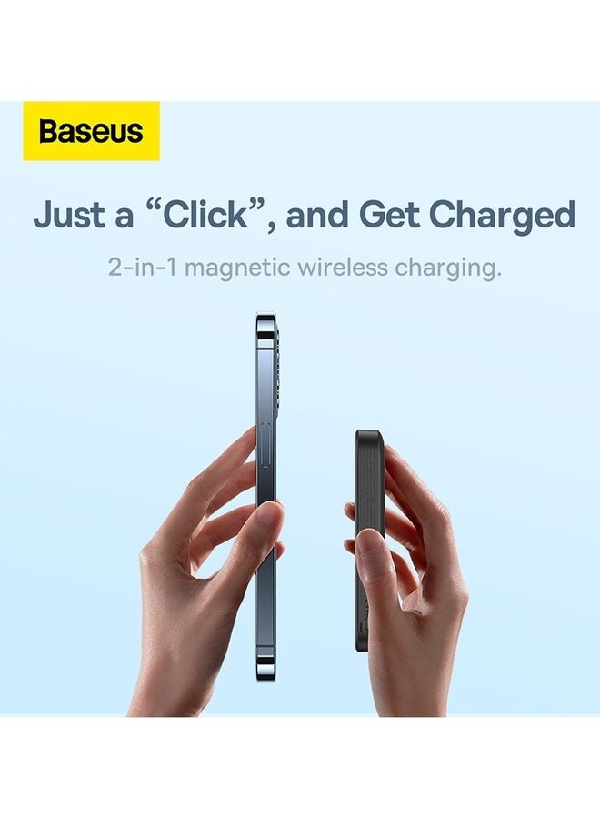 Baseus - MagSafe Power Bank for iPhone, 6000mAh 15W Wireless Portable Charger with PD 20W USB-C Port, Fast Charging MagSafe-Compatible Battery Pack for iPhone 16 Plus, 16 Pro, 16 Pro Max, 15 Pro Max, iPhone 15/15 Plus/14/13/12 Series, Compact and Lightweight 2024 Updated Version Black - Image 1