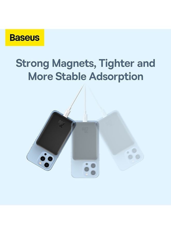 Baseus - MagSafe Power Bank for iPhone, 6000mAh 15W Wireless Portable Charger with PD 20W USB-C Port, Fast Charging MagSafe-Compatible Battery Pack for iPhone 16 Plus, 16 Pro, 16 Pro Max, 15 Pro Max, iPhone 15/15 Plus/14/13/12 Series, Compact and Lightweight 2024 Updated Version Black - Image 1