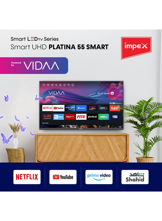 Impex - Platina 55 Inch 4K Ultra HD VIDA OS Smart LED TV PLATINA 55 UHD SMART Black - Image 1