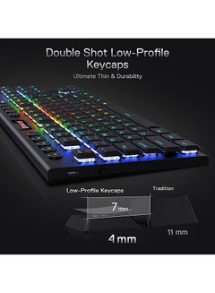 REDRAGON Redragon K621 Horus TKL Wireless RGB Mechanical Keyboard, 5.0 BT/2.4 Ghz/Wired Three Modes 80% Ultra Thin Low Profile Bluetooth Keyboard w/Dedicated Media Control & Linear Red Switches, Black  - Image 2
