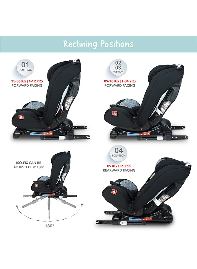 ديزني Mickey Mouse Baby/Kids 4 In 1 Car Seat Position Comfort Recline Isofix For Stability Suitable From 0 Months To 12 Years Group 0+/1/2/3, Upto 36Kg Official Product, Multicolor