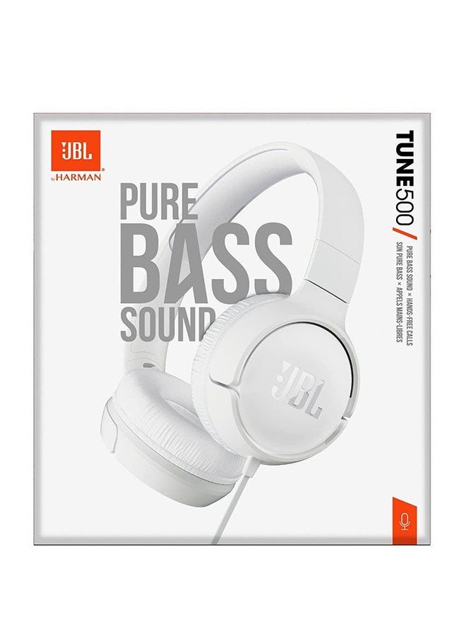 JBL - Tune 500 On-Ear Wired Headphones White - Image 1