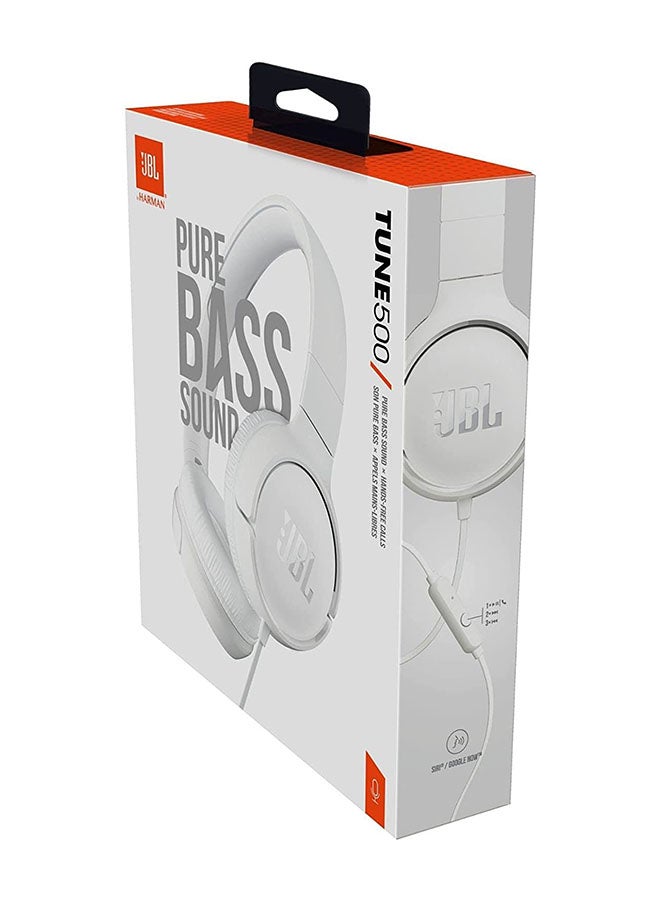 JBL - Tune 500 On-Ear Wired Headphones White - Image 1