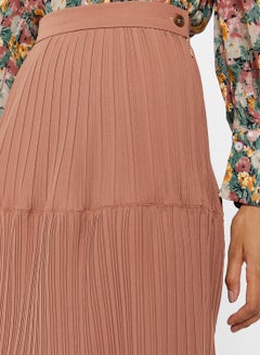 GHOSPELL Industry Pleated Midi Skirt Brown  - Image 3