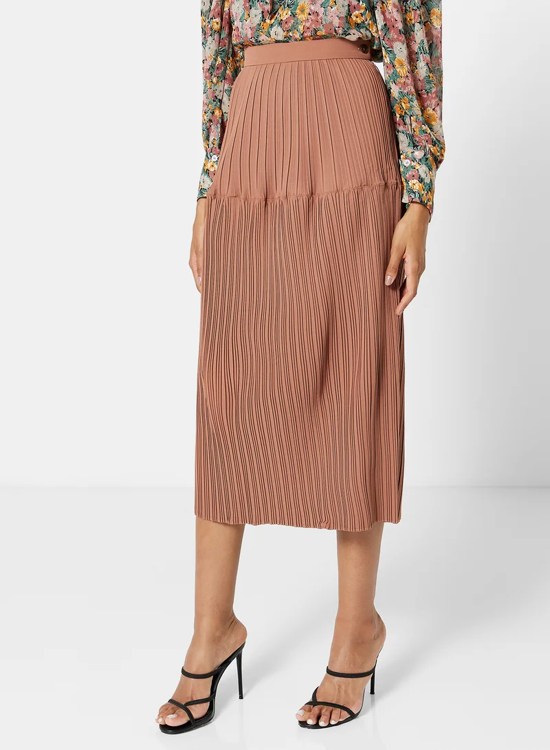 GHOSPELL Industry Pleated Midi Skirt