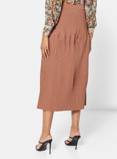 GHOSPELL Industry Pleated Midi Skirt Brown  - Image 2