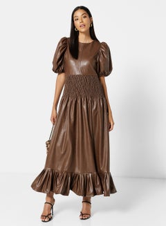 GHOSPELL Faux Leather Dress Brown  - Image 4