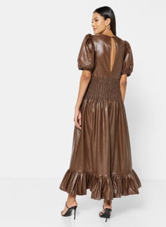 GHOSPELL Faux Leather Dress Brown  - Image 2