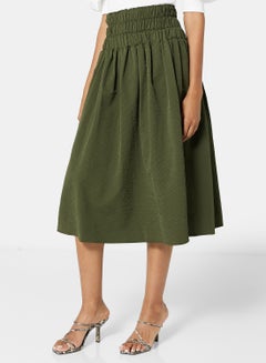 GHOSPELL Shirred Midi Skirt Green  - Image 1