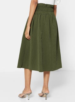 GHOSPELL Shirred Midi Skirt Green  - Image 2