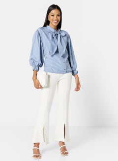 GHOSPELL Neck Tie Shirt Blue  - Image 4