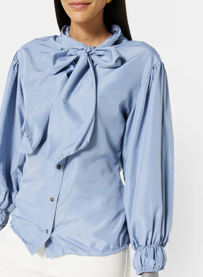 GHOSPELL Neck Tie Shirt Blue