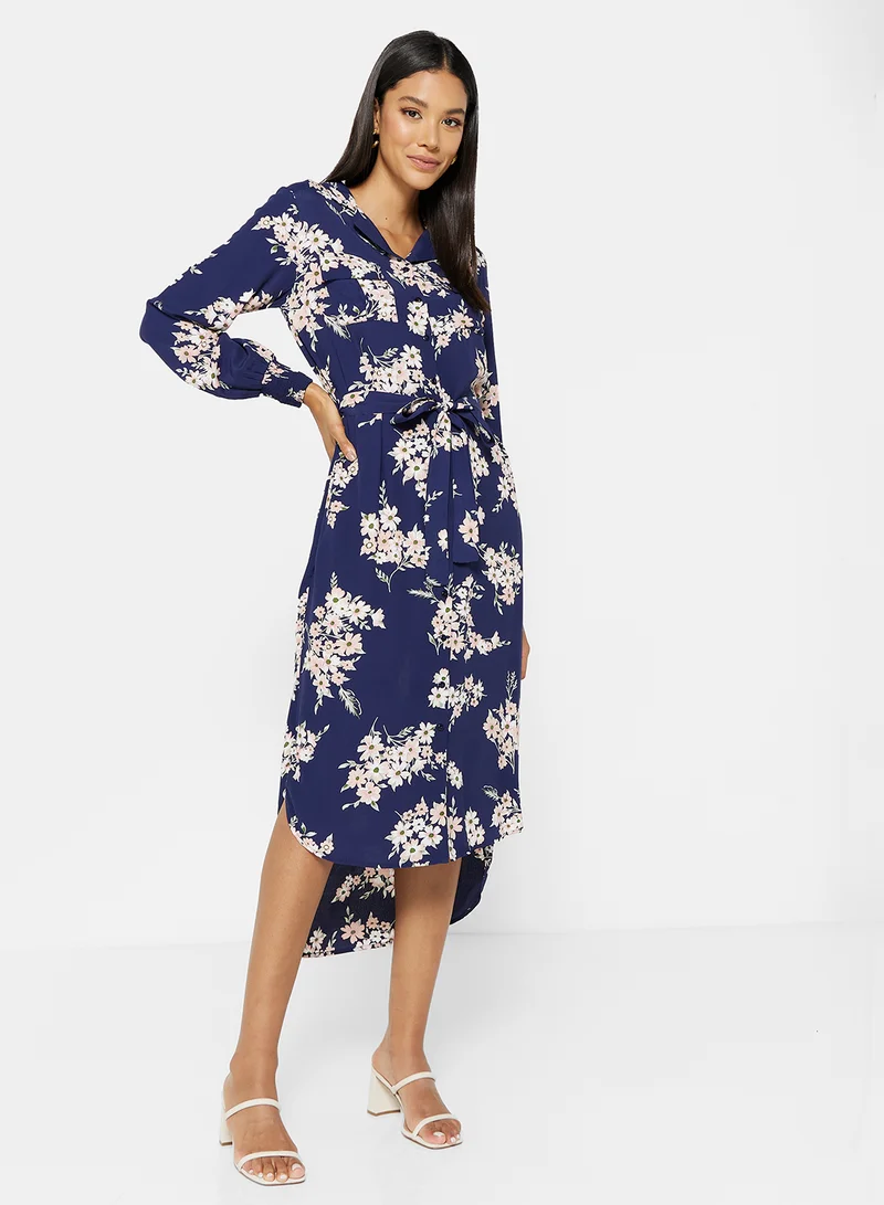 بيسز Floral Print Dress أزرق بحري