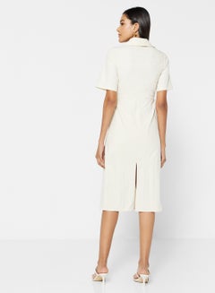 GHOSPELL Front Slit Dress Cream  - Image 2