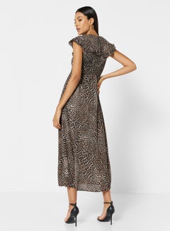GHOSPELL Shirred Bodice Dress Brown  - Image 2
