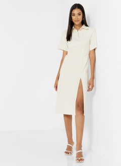 GHOSPELL Front Slit Dress Cream  - Image 4
