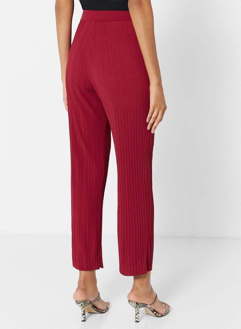 Max Mara Leisure Siberia Pleated Jersey Pants Burgundy  - Image 2