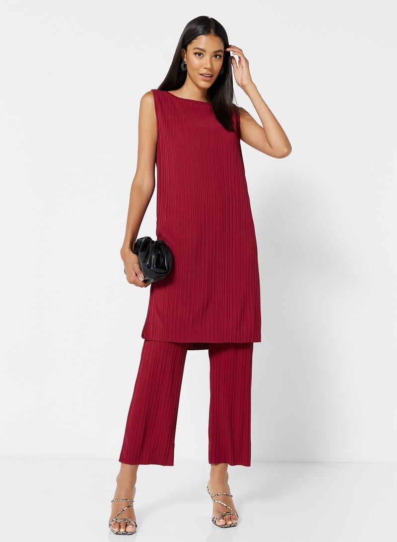 Max Mara Leisure Siberia Pleated Jersey Pants Burgundy  - Image 4