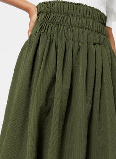GHOSPELL Shirred Midi Skirt Green  - Image 3