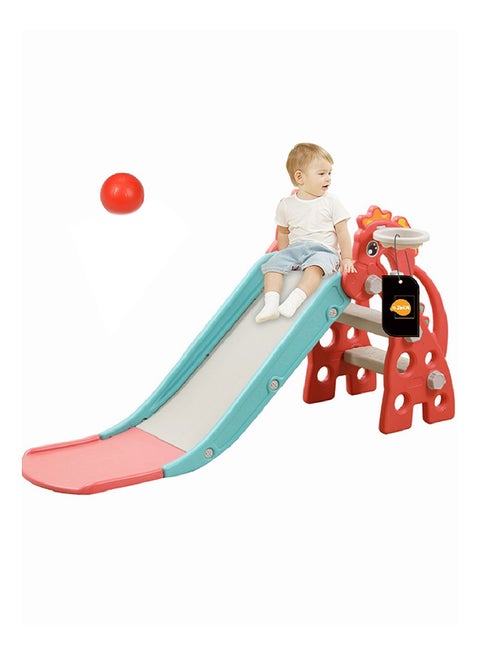 2 In 1 Children's Slide With Basketball Hoop