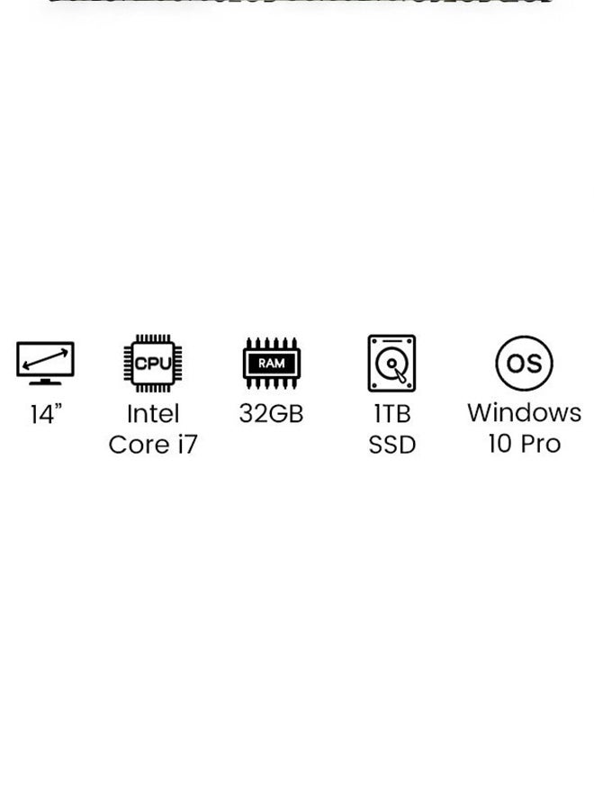 Latitude 5400 With 14-Inch Full HD Display, Core i7 Processor/32GB RAM/1TB SSD/Intel UHD Graphics/Windows 10 Pro /International Version English Black