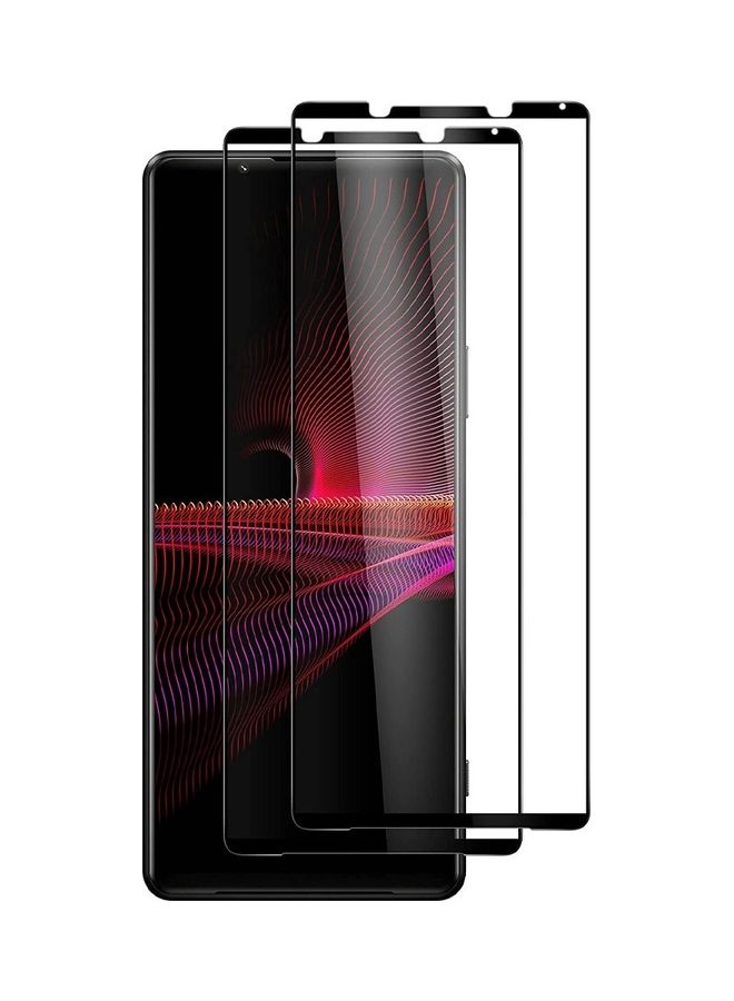 MARGOUN 2Pack for Sony Xperia 1 IV Screen Protector 3D Full Coverage Crystal Clear Tempered Glass 6.5 inch Clear/Black - Image 1