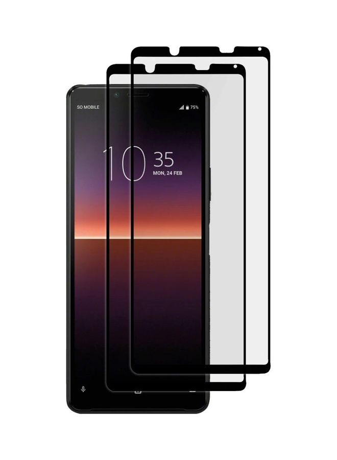 مارجون مجموعة لاصقات حماية للشاشة من الزجاج المقوى لهاتف سوني إكسبيريا ‎10 IV بتغطية كاملة ثلاثية الأبعاد ونقية للغاية مقاس 6.0 بوصات من قطعتين شفاف/ أسود - Image 1