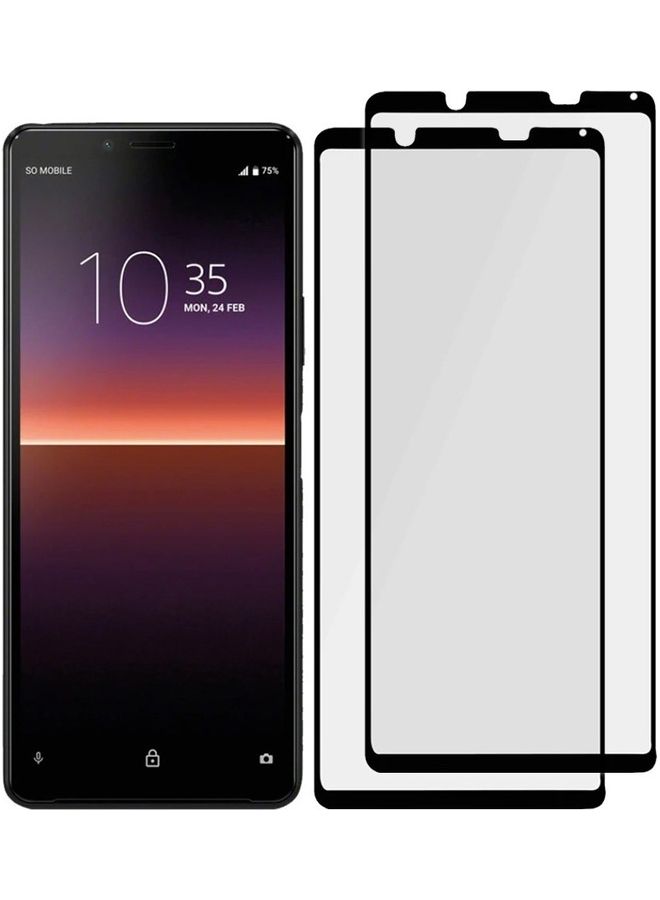 مارجون مجموعة لاصقات حماية للشاشة من الزجاج المقوى لهاتف سوني إكسبيريا ‎10 IV بتغطية كاملة ثلاثية الأبعاد ونقية للغاية مقاس 6.0 بوصات من قطعتين شفاف/ أسود - Image 2