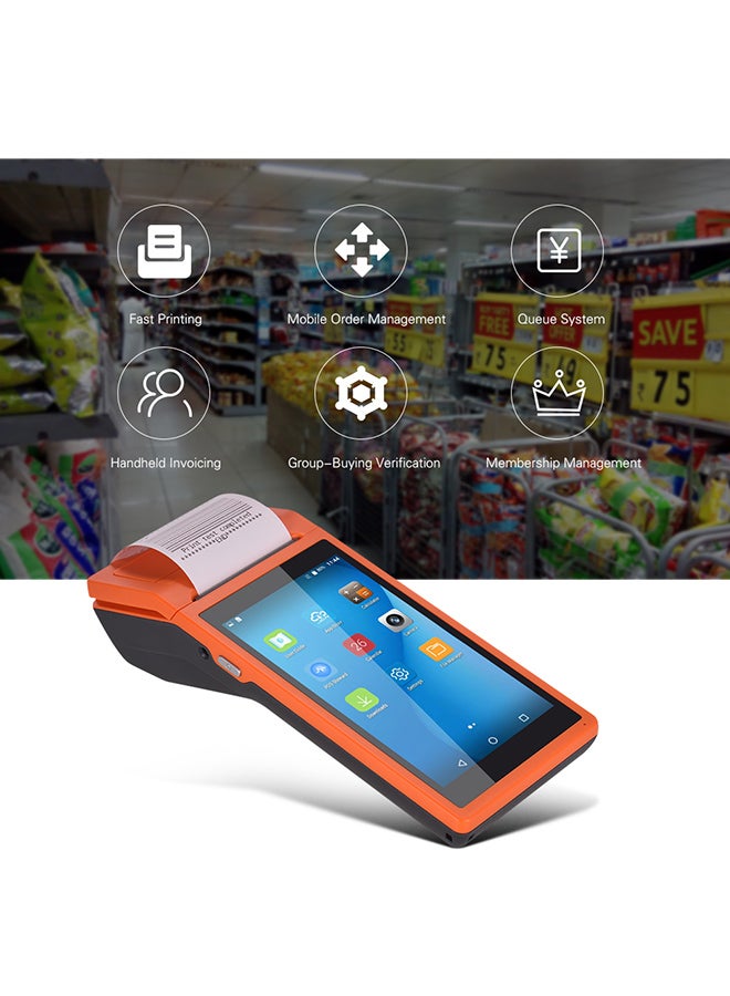 Handheld PDA POS Terminal Wireless Receipt Printer 21.5x8.6x5.3centimeter Orange