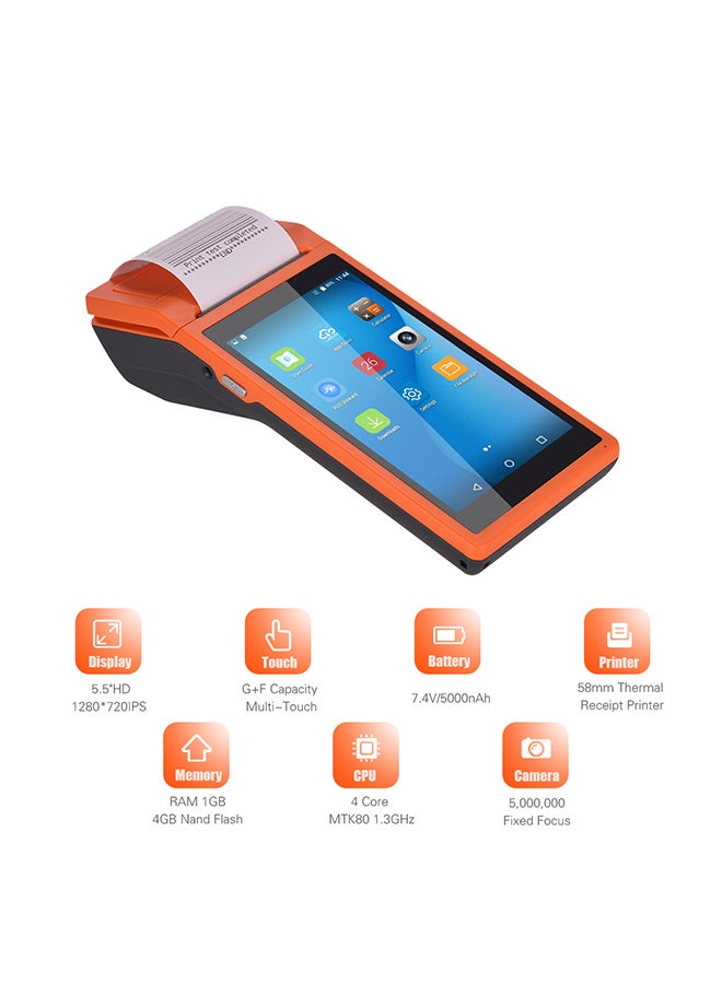 Handheld PDA POS Terminal Wireless Receipt Printer 21.5x8.6x5.3centimeter Orange